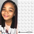 White acrylic hair beads set for dreadlocks styling with beading tool on white background - Solid White