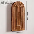 Estante de pared arqueado de madera con vetas naturales y ranuras talladas decorativas - MS11577 (Sin Rama) / 29.5*13.5cm