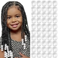 Close-up of clear acrylic rectangle hair beads for dreadlocks and braided hairstyles - Clear White
