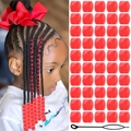 Red acrylic dreadlock beads set with hair threading tool for DIY braiding hair accessories - Cloud Red