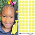 Macro view of bright yellow acrylic hair beads for dreadlocks with beading tool accessories - Cloud Yellow