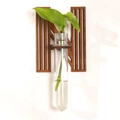 Letter N shaped wooden wall planter with a glass test tube for hydroponic plants - Letter N Style (ms8511)