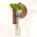 Letter shaped wooden wall planter with glass test tube for hydroponic plants - Letter P Style (ms8513)