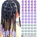 60 lila Haarperlen für Zöpfe mit Einfädler für Kinderfrisuren und Dreadlocks Dekor - Lila Mischung
