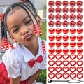 Kids acrylic beads set for braids including red heart clips and Love letter beads - Red