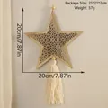 Decoración de pared de madera en forma de estrella con borla de algodón y guía de tallas - Colgante de Estrella (ms9852)