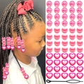 Pink acrylic big hole beads set for kids dreadlocks and braids with threading tool - Pink