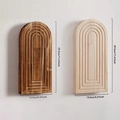 Boogvormige houten wandplanken in walnoot en naturel met ingesneden verticale groeven - MS12135 (Gebrand & Natuurlijk Hout 2 Stuks Zonder Tak) / 29.5*13.5cm