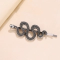 Macro detail of snake hair clip showing antique silver finish and fine scale texture - Snake Style (E6401) / Antique Silver