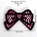 Set di 2 fiocchi decorativi in legno con stampa leopardata rosa e nera per scrivania - Stile Zebra Rosa Nero (Set di 2) (bs4963)