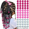 Kit de perles acryliques roses avec outil pour tresses et coiffures d'enfants - Mélange Rose Rouge