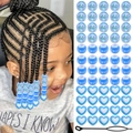 Blue acrylic dreadlock bead set with heart patterns and LOVE text for kids hair styling - Sky Blue