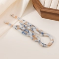 U-shaped French acetate hair fork with elegant blue marble pattern for hair bun styling - Sky Blue