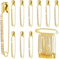 Set di spille di sicurezza dorate con strass per decorare maglioni e scialli da donna - Oro