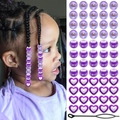 Purple acrylic large hole beads set for kids hair braids including heart beads and tool - Purple