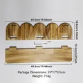 Wall-mounted threaded wooden planter shelf with natural grain finish and wave-back design - ms11694 (5-Link Style)
