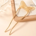 Elegante forcina per capelli a farfalla dorata a forma di U per acconciature Hanfu - Oro