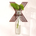 X-shaped wooden wall planter for hydroponic plants with clear glass tube holder - Letter X Style (ms8521)