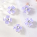 Fünf lila Blumen-Haarspangen für Mädchen mit funkelndem Glitzer und Kristall-Strass - Lila