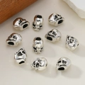 Perline a teschio in argento vintage per gioielli fai da te e dreadlock, set da 10 - Argento Antico