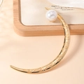 Spilla per capelli a luna dorata con motivi di nuvole e perla bianca elegante - Oro
