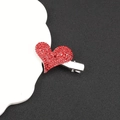 Fermaglio per capelli a cuore rosso scintillante con strass e clip in metallo argentato - Cuore Singolo Rosso