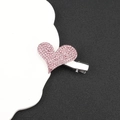 Fermaglio per capelli a cuore rosa con strass scintillanti e base in metallo argento - Cuore Singolo Rosa