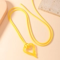 Minimalist yellow resin heart pendant necklace with matching woven tie cord strap - Bright Yellow