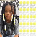 Perline per trecce in plastica trasparente e gialla, set fai-da-te per capelli bambina - Bianco Ambra