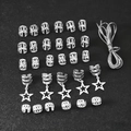 Set di anelli per capelli in argento con ciondoli a stella e corda per treccine - Combinazione Di Pendenti A Stella E Anelli Traforati / Argento