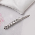 Macro view of silver-plated hair clip with interlocking chains and sparkling rhinestones - Silver Style (C6404)