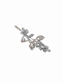 Barrette à cheveux feuilles argentées avec strass marquise et ronds pour la mariée - Style Argent (E5318)