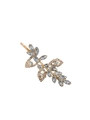Pince à cheveux feuille dorée avec strass bleu clair sur un fond blanc épuré - Style Or (E5318)