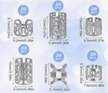 Set of 120 silver dreadlock hair cuffs with six different hollow patterns and metal rings - Silver (Boxed)