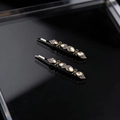 Elegant black hair clip set with champagne teardrop gems and sparkling rhinestones - Champagne