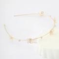 Elegante cerchietto in metallo dorato con farfalle traforate e zirconi scintillanti - Stile Fiore (F1525)