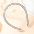 Silver woven metal mesh headband with smooth polished end caps for everyday elegance - Silver
