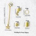 Set de 35 accessoires cheveux dorés avec pendentifs lune et étoile et anneaux creux - Ensemble (FH26014) / Doré