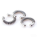 Set de tres anillos de pelo plateados retro con alambre metálico enrollado y cuentas pulidas - Plata Antigua