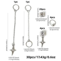 30-teiliges Mond- und Stern-Haarring-Set mit detaillierten Maßen für DIY-Frisuren - Silber