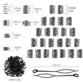 Set da 76 pezzi perline rune vichinghe per barba e capelli con strumenti per trecce - Kit da 76 Pezzi (FH326)