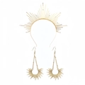 Bandeau couronne de soleil doré avec boucles d'oreilles en éventail assorties ensemble bijoux - Sunburst Tiara And Jewelry Set 2