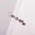 Bijou pour tresses avec anneau doré et pendentif en pierre d'améthyste violette brute - Violet foncé