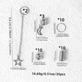 Lot de 35 anneaux de cheveux argentés lune et étoile pour accessoires dreadlocks - Ensemble (FH26014) / Argenté