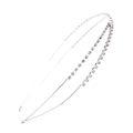 Detail of double-layer silver headband with sparkling rhinestones on a white background - White Rhinestone Cross Silver