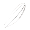 Serre-tête double rangée argenté élégant orné de cristaux brillants sur fond blanc pur - Double Rangée Croisée Argent (C7522)