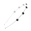 Serre-tête argenté élégant avec motifs tournesol sertis de cristaux noirs brillants - Strass Noir Tournesol Argenté (C8113)