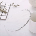Detail of silver wavy headband with white pearls and sparkling rhinestones inlay - Rhinestone Pearl Silver Style (C8214)