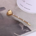 Fermaglio vintage dorato con grande cristallo a cuore ambra e strass color champagne - Giallo Cristallo