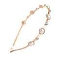 Detailed view of rose gold headband with alternating white pearls and clear crystals - Circular Rose Gold Style (C9432)